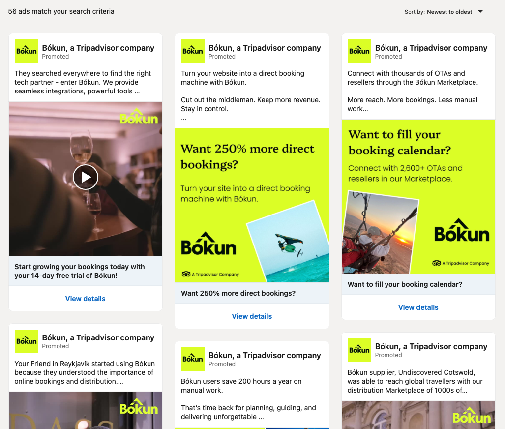 Bokun Linkedin Ad Library